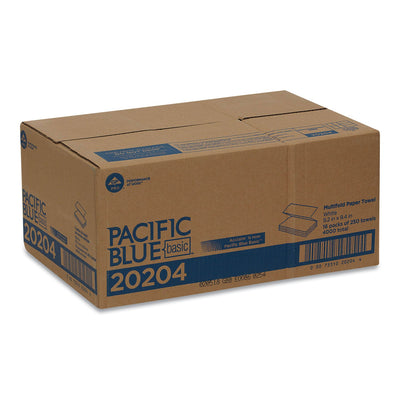 Georgia Pacific Pacific Blue Basic Folded Paper Towel, 9.2 x 9.4, White, 250/Pack, 16 Packs/Carton