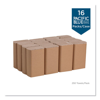 Georgia Pacific Pacific Blue Basic M-Fold Paper Towels, 9.2 x 9.4, Brown, 250/Pack, 16 Packs/Carton