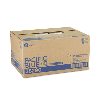 Georgia Pacific Pacific Blue Basic Jumbo Perforated Kitchen Roll Paper Towels, 2-Ply, 11 x 8.8, Brown, 250/Roll, 12 Rolls/Carton