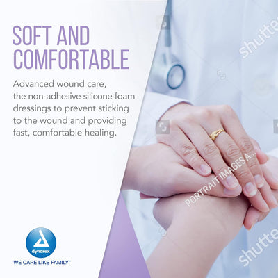 Dynarex SiliGentle - Non-Adhesive Silicone Foam Dressing, 10ea/bx, 12bxs/cs (120 Count)