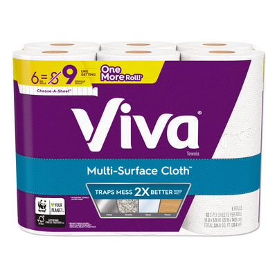 Viva Multi-Surface Cloth Choose-A-Sheet Kitchen Roll Paper Towels 2-Ply, 11 x 5.9, White, 83/Roll, 6 Rolls/Pack, 4 Packs/Carton