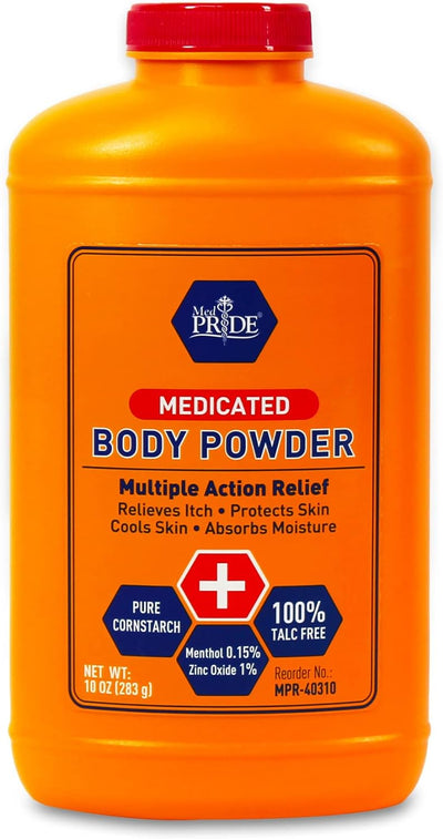 MedPride Medicated Body Powder with Zinc Oxide Talc-Free Cornstarch Baby Powder with Seal, 10 Oz - 24/cs.