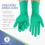 Dynarex Sterile Nitrile Surgical Gloves, Powder-Free - 50pairs/bx, 4bxs/cs (200 Count)
