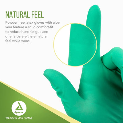 Dynarex AloeTex Latex Gloves w/ Aloe - 100ea/bx, 10bxs/cs (1000 Count)