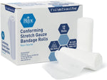 MedPride Conforming Stretch Gauze Bandage Roll -  Non-Sterile - 12 Rolls, Case of 8 (96 Count)