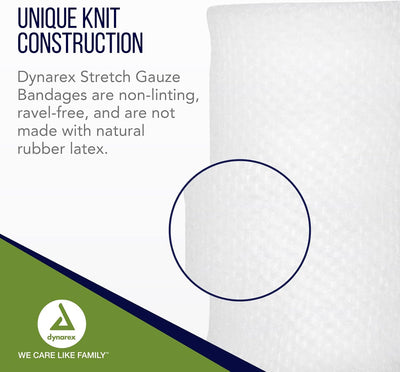 Dynarex Stretch Gauze Bandage Roll, 12ea/bx 8bxs/cs (96 Count)