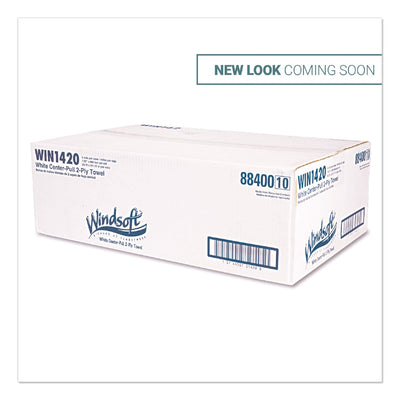 Windsoft Center-Flow Perforated Paper Towel Roll, 7.3 x 15, White, 6 Rolls/Carton