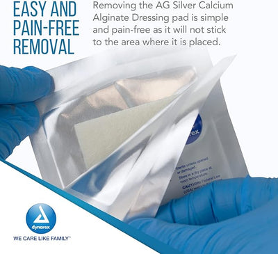 Dynarex DynaGinate AG - Silver Calcium Alginate Dressing, 4" x 5", 10ea/bx, 10bxs/cs (100 Count)