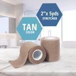 Medpride Self-Adherent Wrap - Athletic Flex Tape First Aid Bandages 16 Rolls, Tan, Latex Free