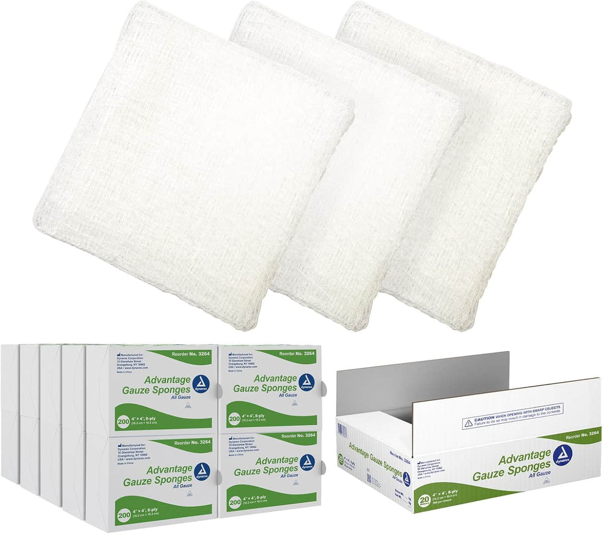 Dynarex Advantage Surgical Sponges, 4" x 4" 8 Ply  200ea/bx, 20bxs/cs (4000 Count)