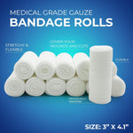 MedPride Conforming Stretch Gauze Bandage Roll -  Non-Sterile - 12 Rolls, Case of 8 (96 Count)