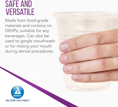 Dynarex Clear Plastic Cups - 100ea/bx, 25bxs/cs (2500 Count)