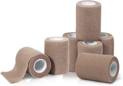 Medpride Self-Adherent Wrap - Athletic Flex Tape First Aid Bandages 16 Rolls, Tan, Latex Free