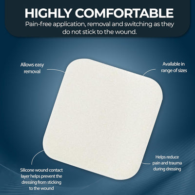 Medpride Foam Dressings 6"x6" - Sterile, Hydrophilic, Highly Absorbent- Soft, Non-Adhesive Pads, 10/Pack, Case of 20 (200 Count)