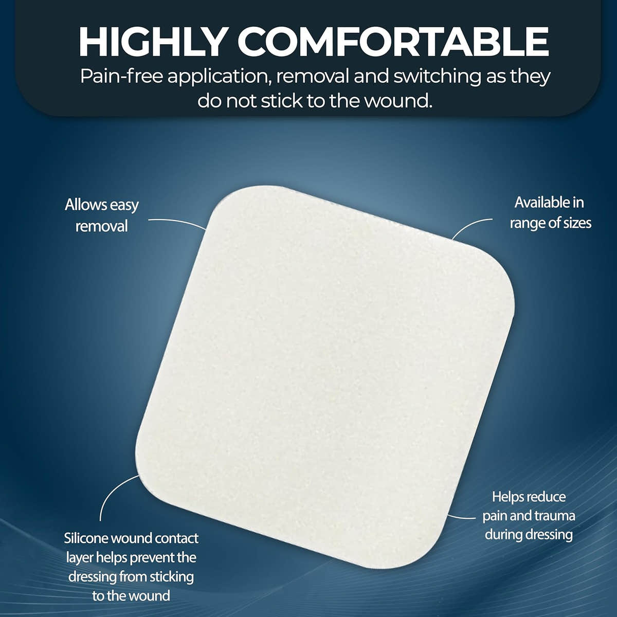 Medpride Foam Dressings 2"x2'' - Sterile, Hydrophilic, Highly Absorbent- Soft, Non-Adhesive Pads, 10/Pack, Case of 20 (200 Count)