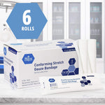 MedPride Conforming Stretch Gauze Bandage Roll - Sterile - 6"x4.1 yds - 6 Rolls/Box, Case of 8 (48 Count)