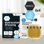 Medpride Hydrocolloid Wound Dressing Pads 4"x4" Thin, Sterile Adhesive Patches, 5/Pack, Case of 20 (100 Count)