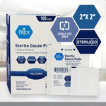 MedPride Sterile Gauze Pads for Wound Dressing & First Aid Kit - 1's, 2"x2" - 12 Ply - 100/box, Case of 24 (2,400 Count)