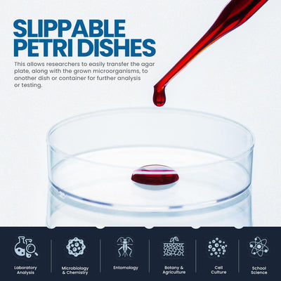 MedPride Slippable Petri Dishes with Lids, Sterile 90mmx15mm -  20 Pack of 25 (500 Count)