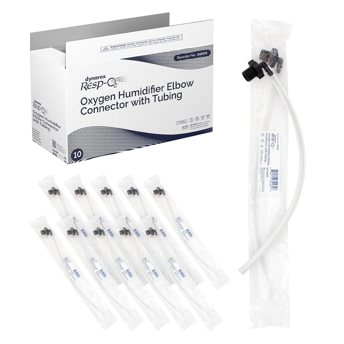 Dynarex Oxygen Humidifier Elbow Tubing Connector (10 Count)
