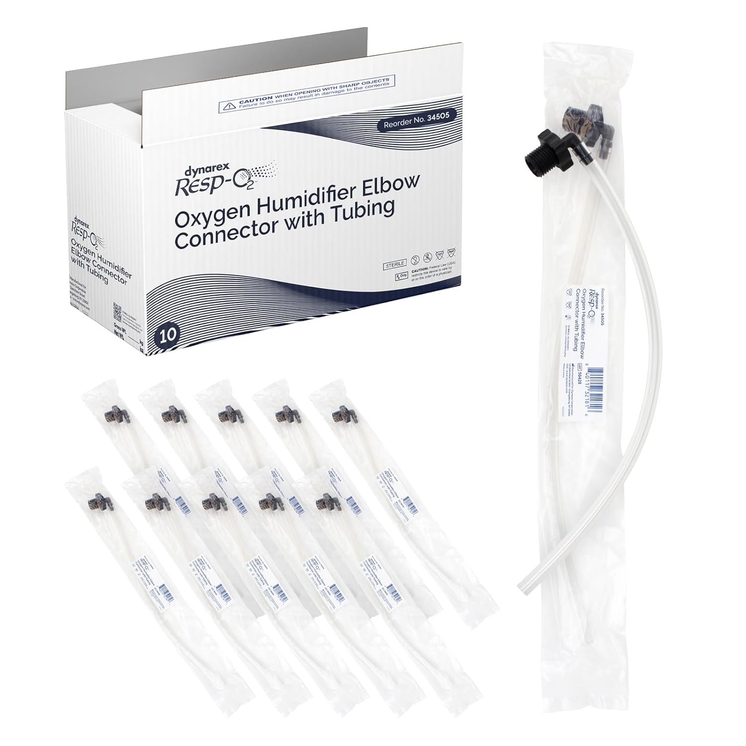 Dynarex Oxygen Humidifier Elbow Tubing Connector (10 Count)