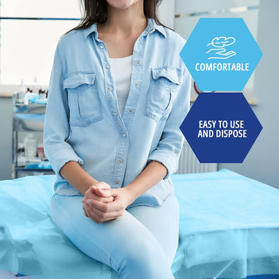 MedPride 2-Ply Hospital Drape Disposable Sheets Leakproof Paper Sheet Table Cover, Blue, 40"x60" T/T 25-Pack, Case of 4 (100 Count)