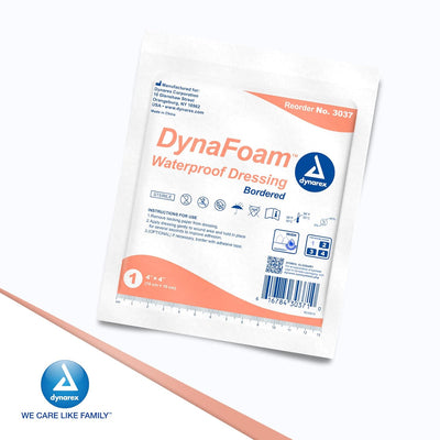 Dynarex DynaFoam - Waterproof Bordered Foam  10ea/bx, 12bxs/cs (1200 Count)