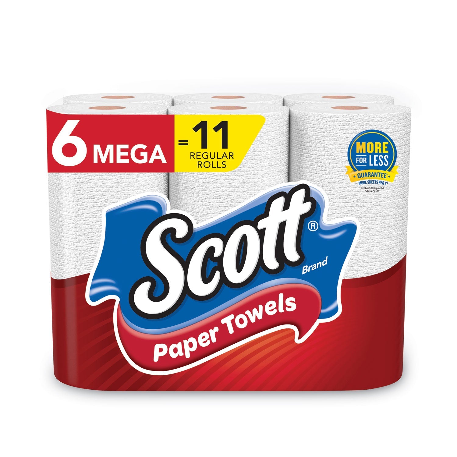 Scott Choose-a-Size Mega Kitchen Roll Paper Towels, 1-Ply, 102/Roll, 6 Rolls/Pack, 4 Packs/Carton