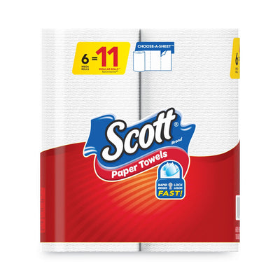 Scott Choose-a-Size Mega Kitchen Roll Paper Towels, 1-Ply, 102/Roll, 6 Rolls/Pack, 4 Packs/Carton