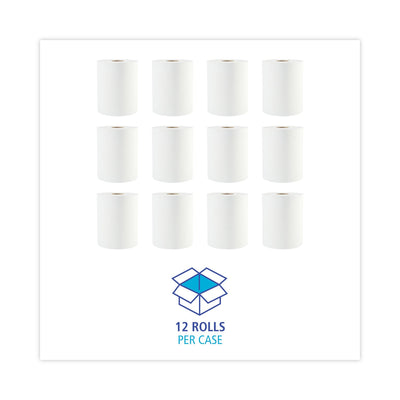 Boardwalk Hardwound Paper Towels, 1-Ply, 8" x 600 ft, White, 2" Core, 12 Rolls/Carton