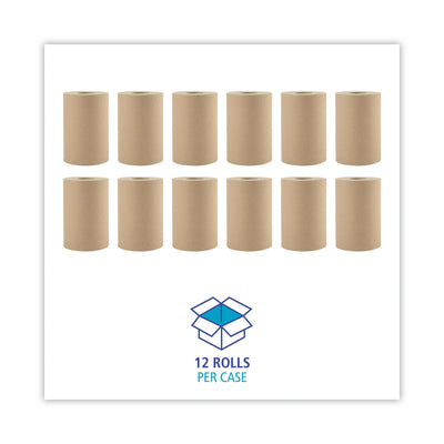 Boardwalk Hardwound Paper Towels, 1-Ply, 8" x 350 ft, Natural, 12 Rolls/Carton