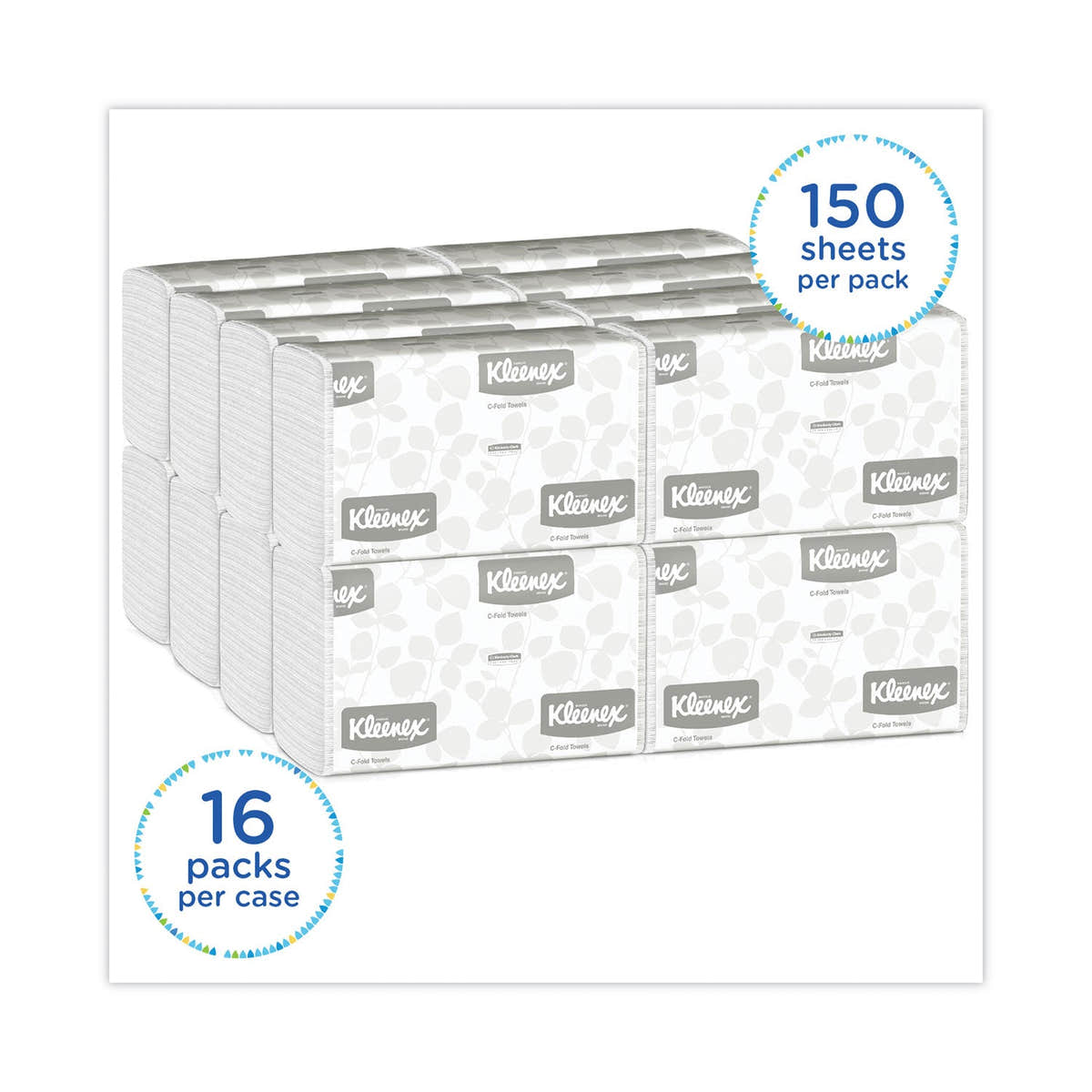 Kleenex C-Fold Paper Towels, 10.13 x 13.15, White, 150/Pack, 16 Packs/Carton