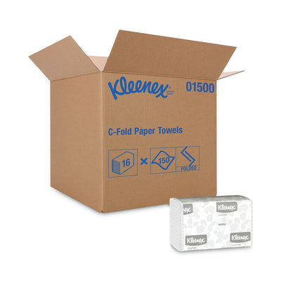 Kleenex C-Fold Paper Towels, 10.13 x 13.15, White, 150/Pack, 16 Packs/Carton