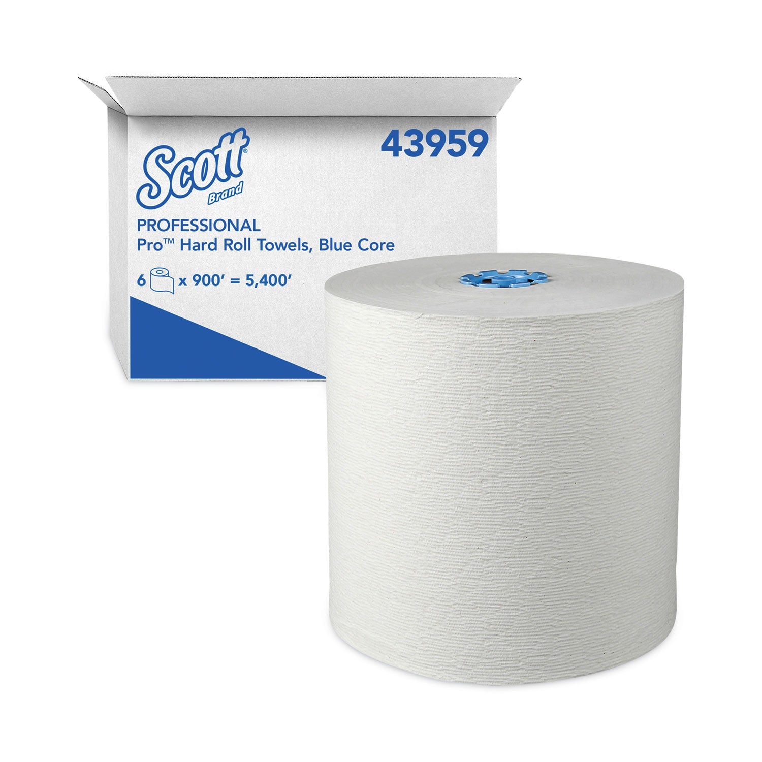 Scott Pro Hard Roll Paper Towels with Absorbency Pockets, for Scott Pro Dispenser, Blue Core Only, 7.5" x 900 ft, 6 Rolls/Carton