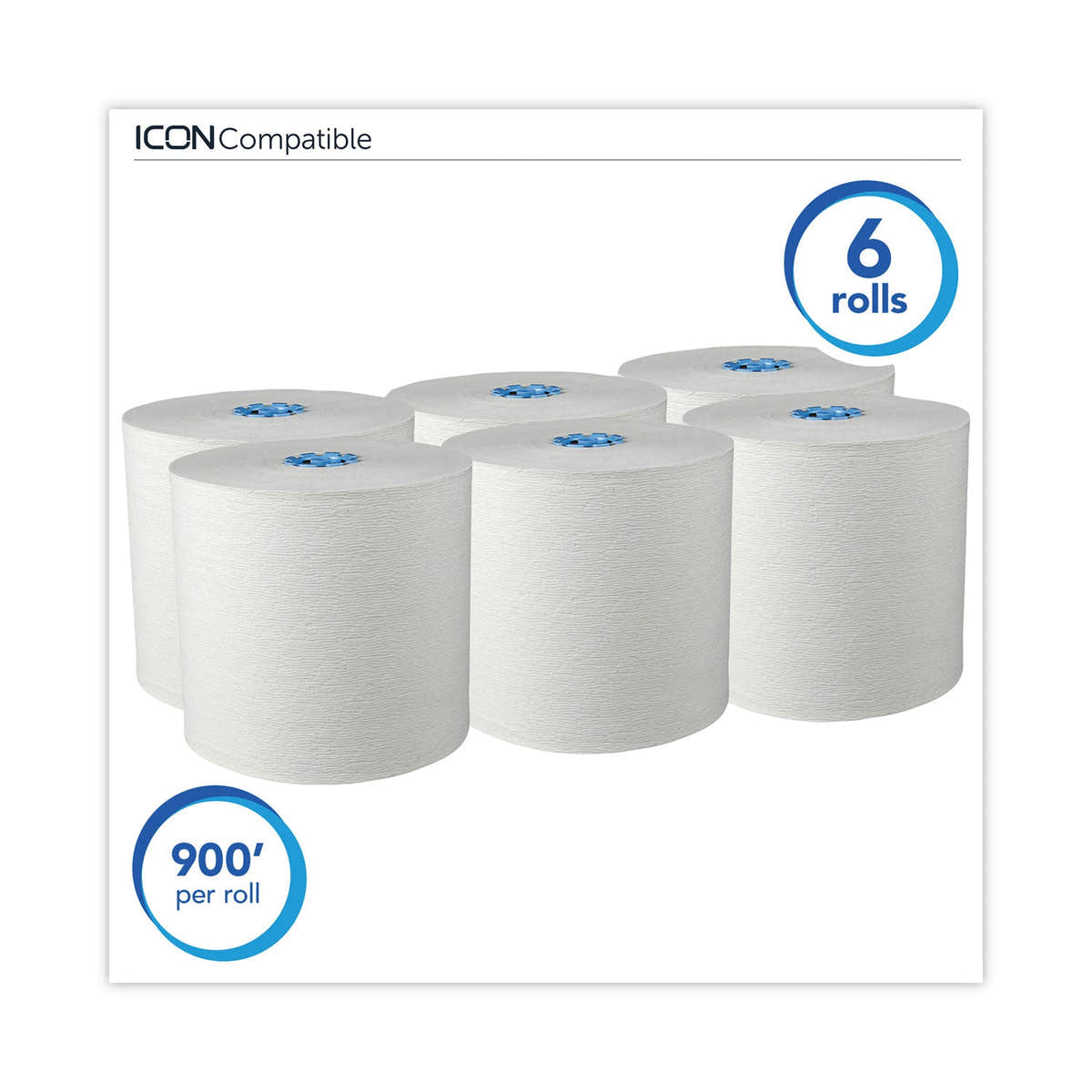 Scott Pro Hard Roll Paper Towels with Absorbency Pockets, for Scott Pro Dispenser, Blue Core Only, 7.5" x 900 ft, 6 Rolls/Carton