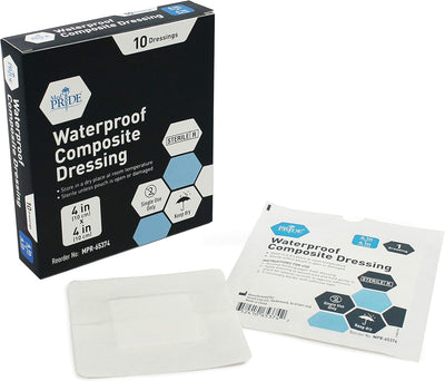 Medpride Waterproof Composite Dressing 4"x4" - 10/Pack, Case of 20 (200 Count)