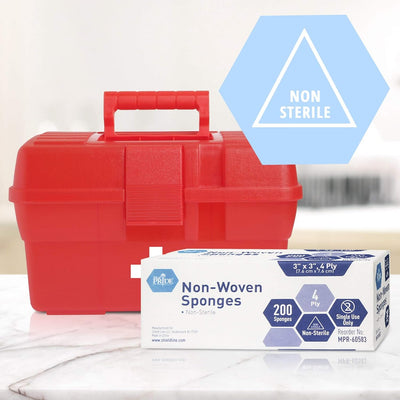 MedPride Non-Woven Surgical Sponges, First Aid Wound Care Dressing Sponge Non-Sterile - 3"x3" - 4 Ply, 200/Box, Case of 20 (4000 Count)