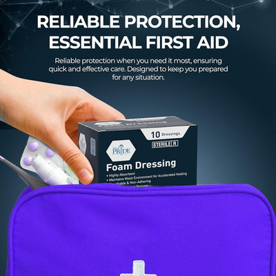 Medpride Foam Dressings 2"x2'' - Sterile, Hydrophilic, Highly Absorbent- Soft, Non-Adhesive Pads, 10/Pack, Case of 20 (200 Count)