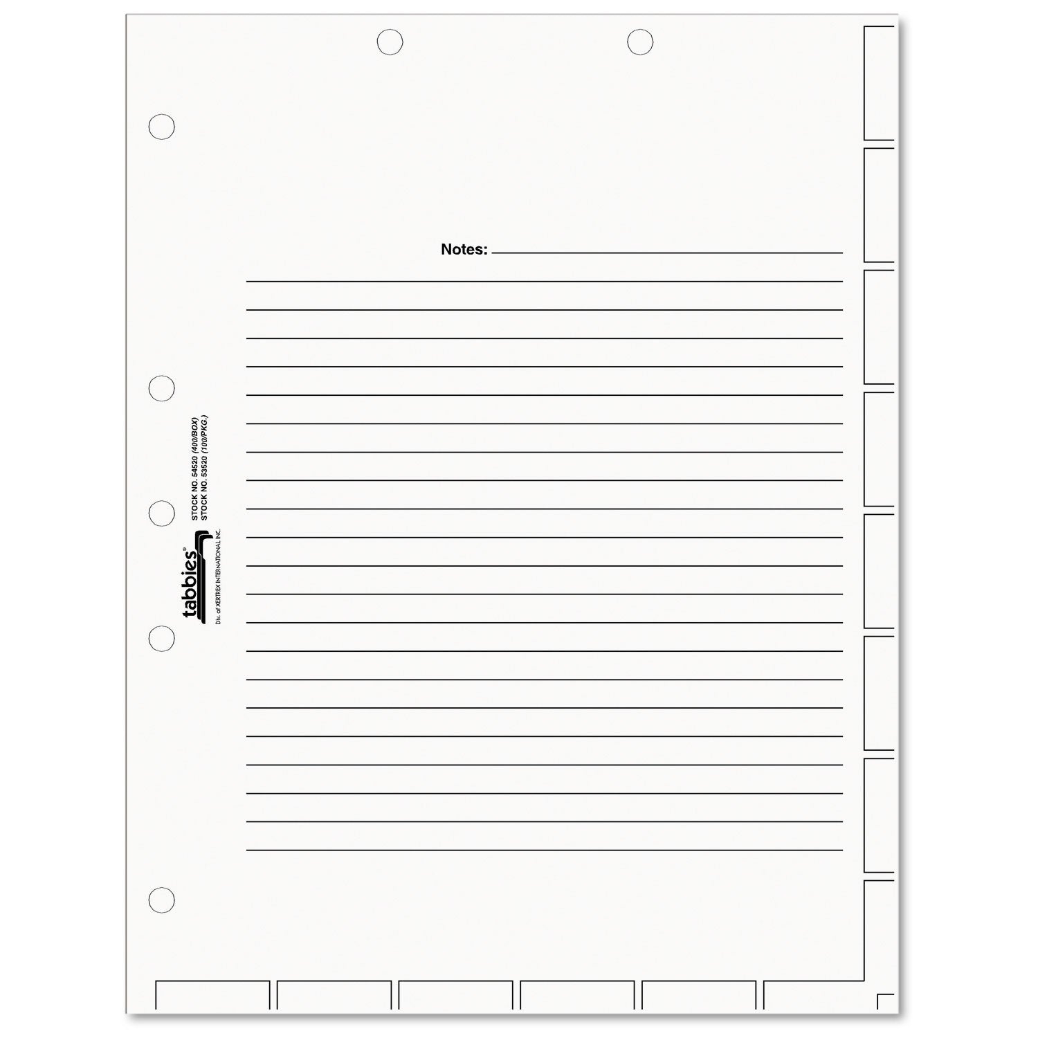 Tabbies Medical Chart Index Divider Sheets, Untabbed, 11 x 8.5, White, 400/Box