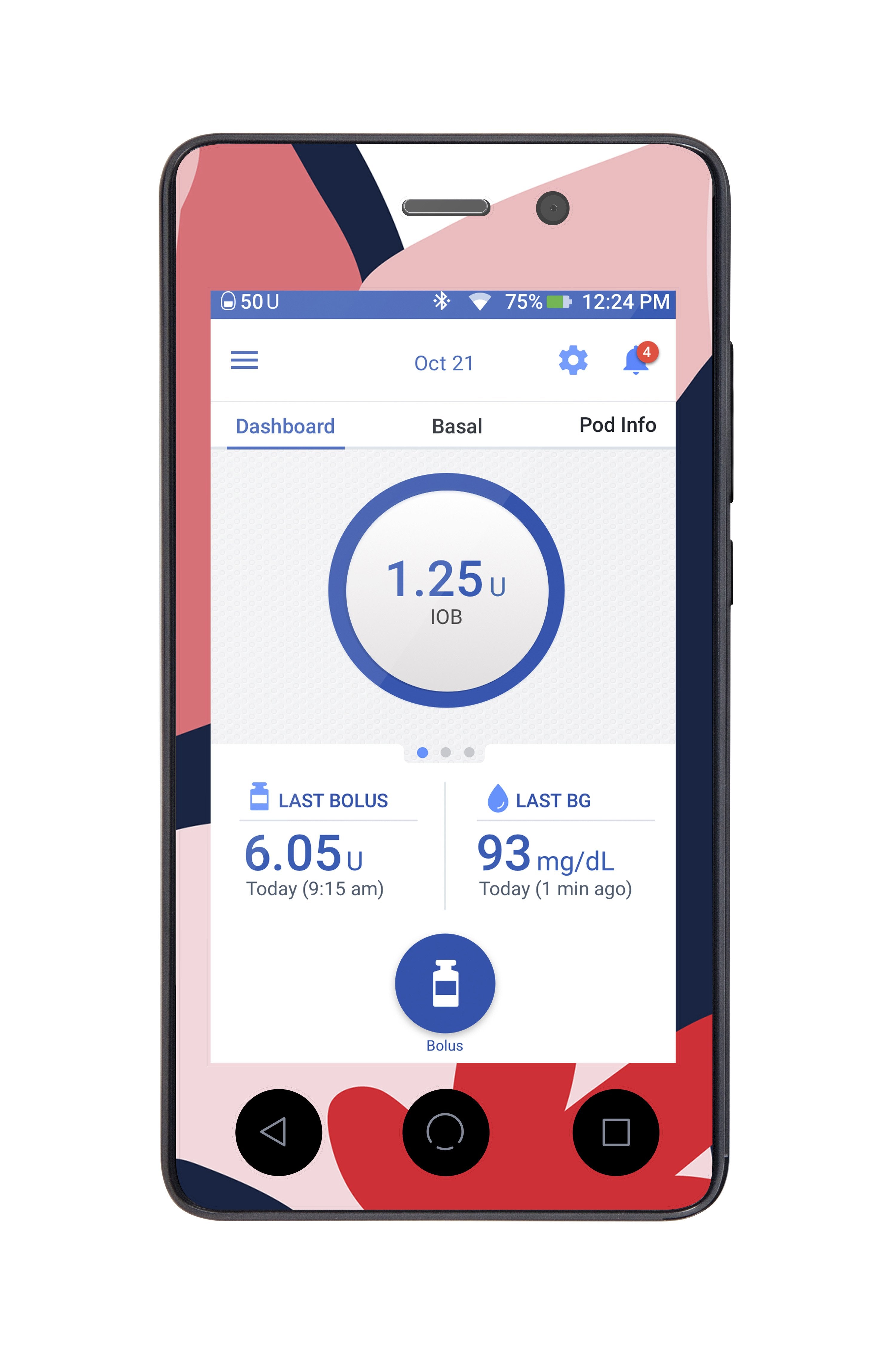 Abstract Flower Sticker for Omnipod DASH® PDM – Pump Peelz