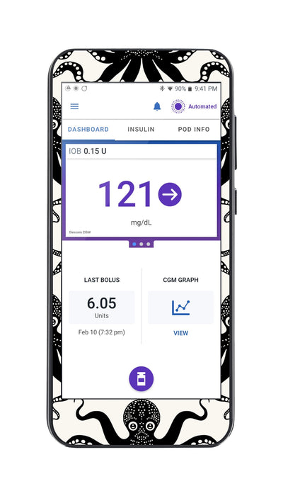 Abstract Octopus Sticker for Omnipod® 5 Controller – Pump Peelz