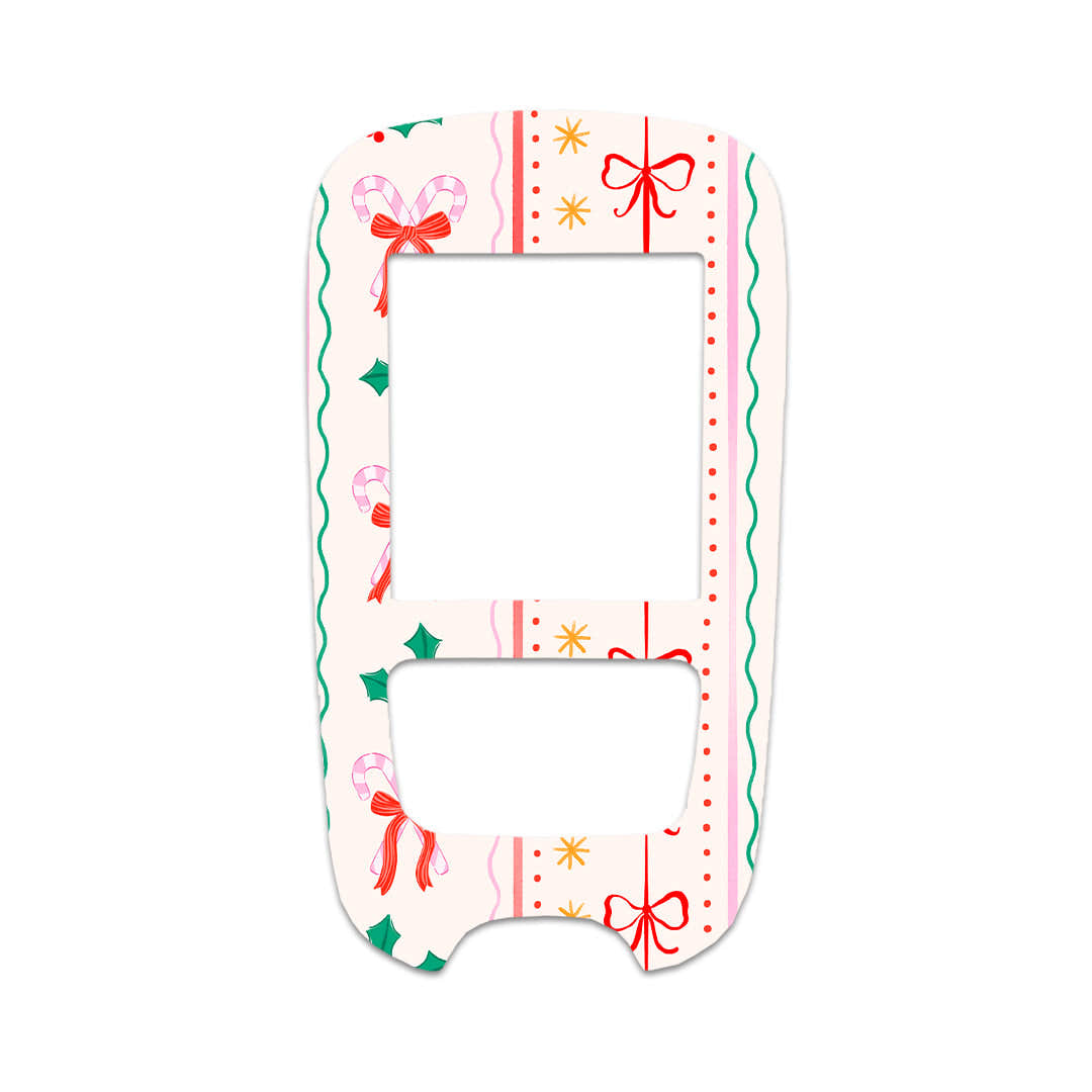 Holly Jolly Ribbon Accu-Chek Guide Glucometer Sticker - Pump Peelz