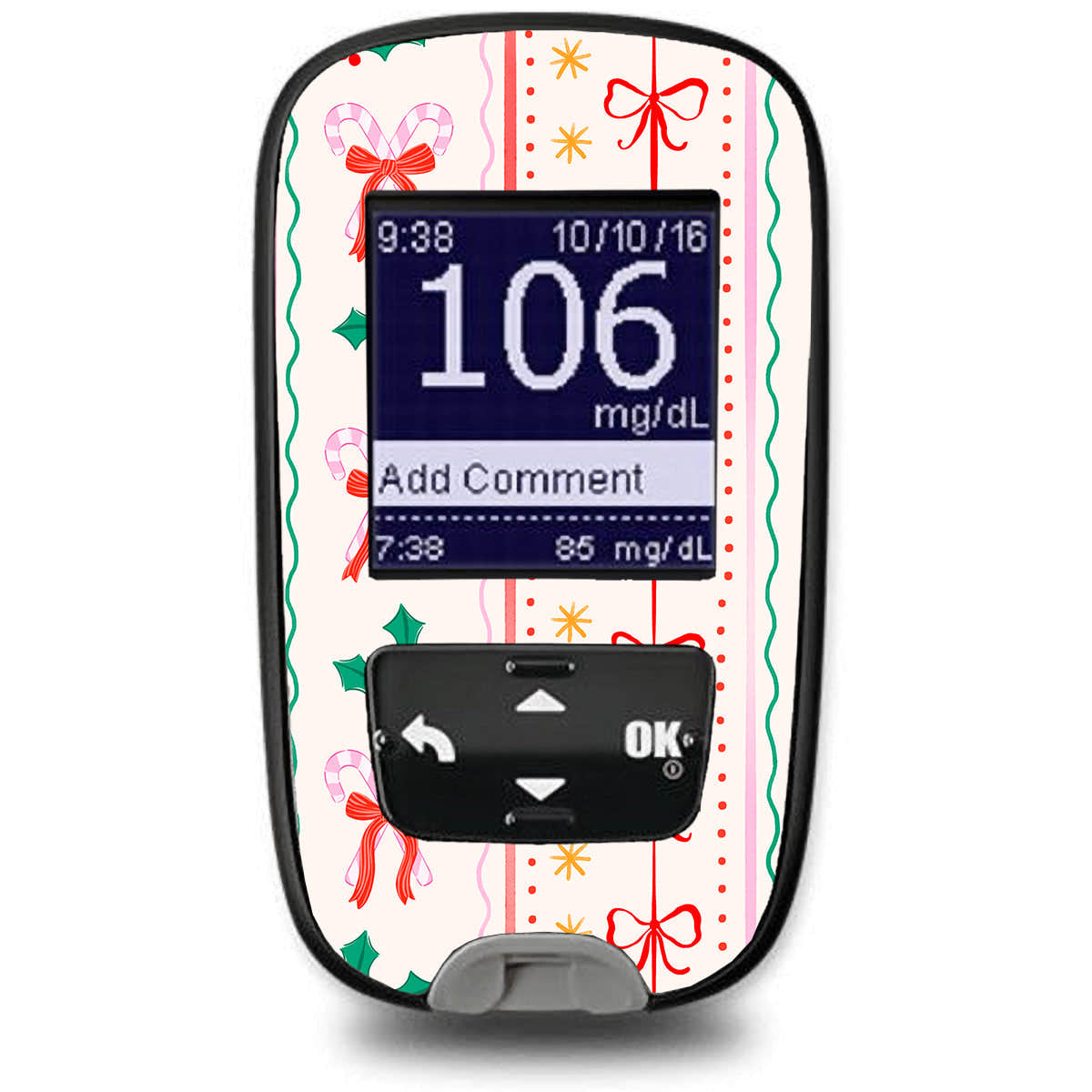 Holly Jolly Ribbon Accu-Chek Guide Glucometer Sticker - Pump Peelz