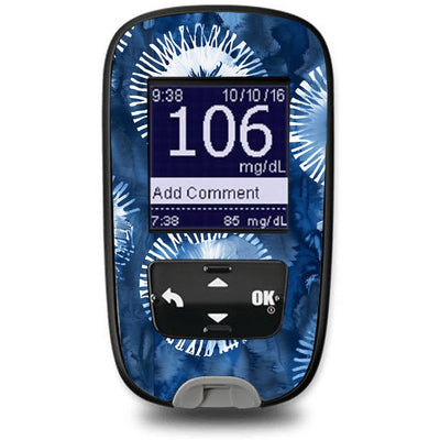 Monochrome Blue Tie Dye Sticker for the Accu-Chek Guide Glucometer