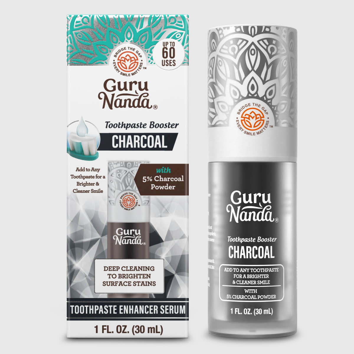 Charcoal Toothpaste Booster with 5% Charcoal Powder – 1 fl oz