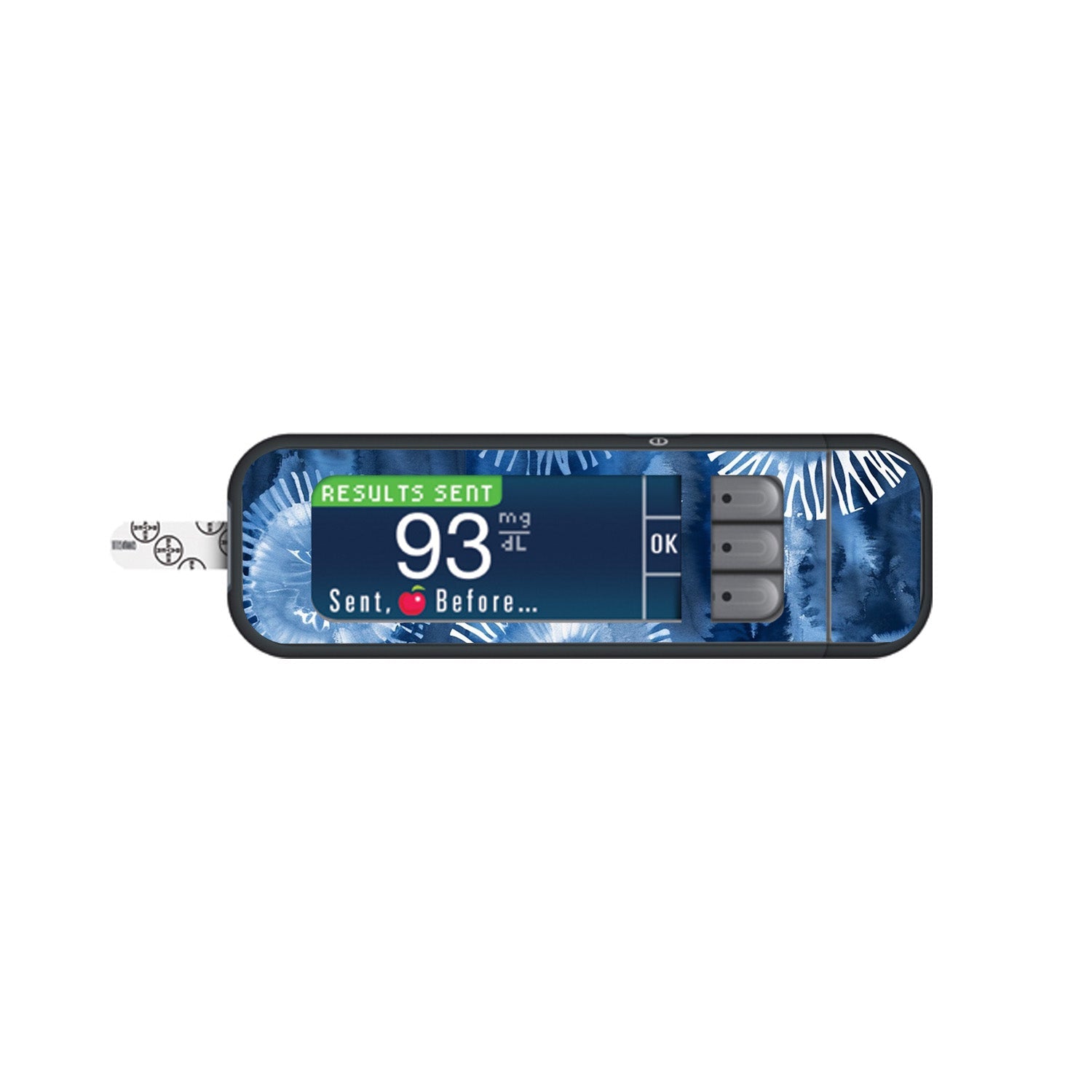 Monochrome Blue Tie Dye Sticker for Bayer Contour Next Glucometer