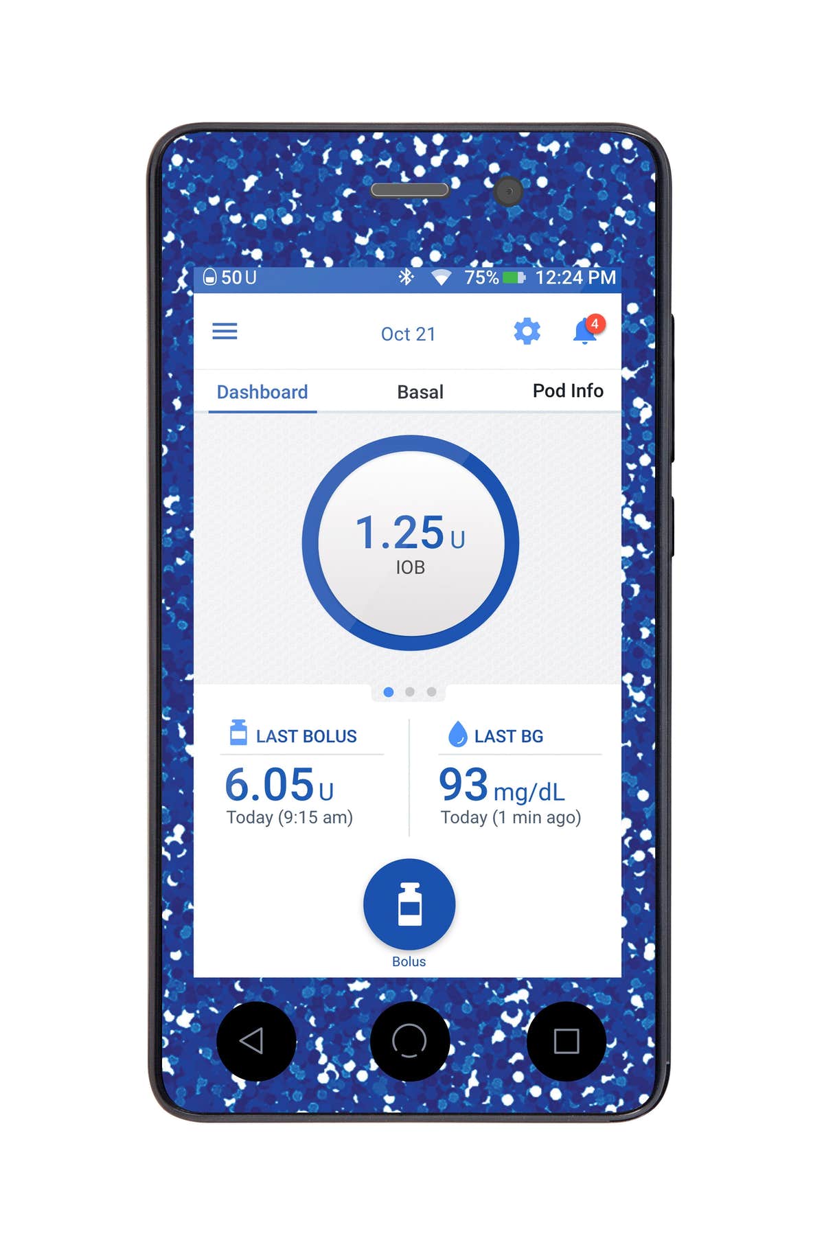 Blue Confetti Sticker for Omnipod DASH® PDM – Pump Peelz