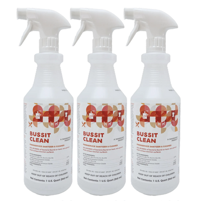 Bussit Clean Food Surface Sanitizer & Cleaner,  Spray & Wipe, Quart