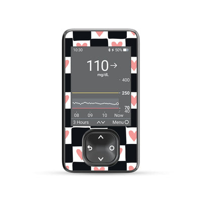 Checkered Hearts DEXCOM G7 and Stelo and G6 Touchscreen Receiver Sticker