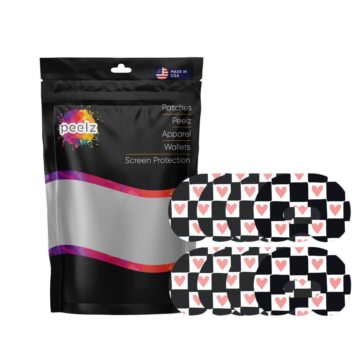 Checkered Hearts Medtronic Guardian Connect Patch Tape - Pump Peelz